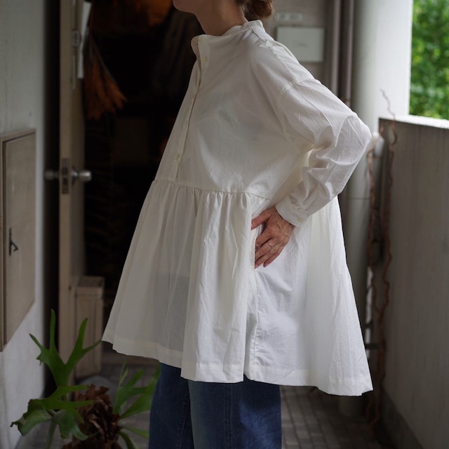 Yarmo(ヤーモ)Gather Tunic Shirts White