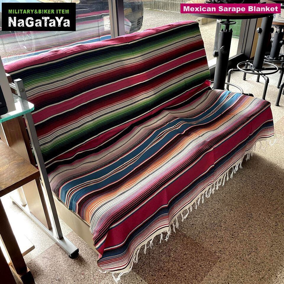 メキシコ　サラッペ　ラグ サラペ マルチカラー N0.40 レッド グリーン ブルー メキシカン ラグ