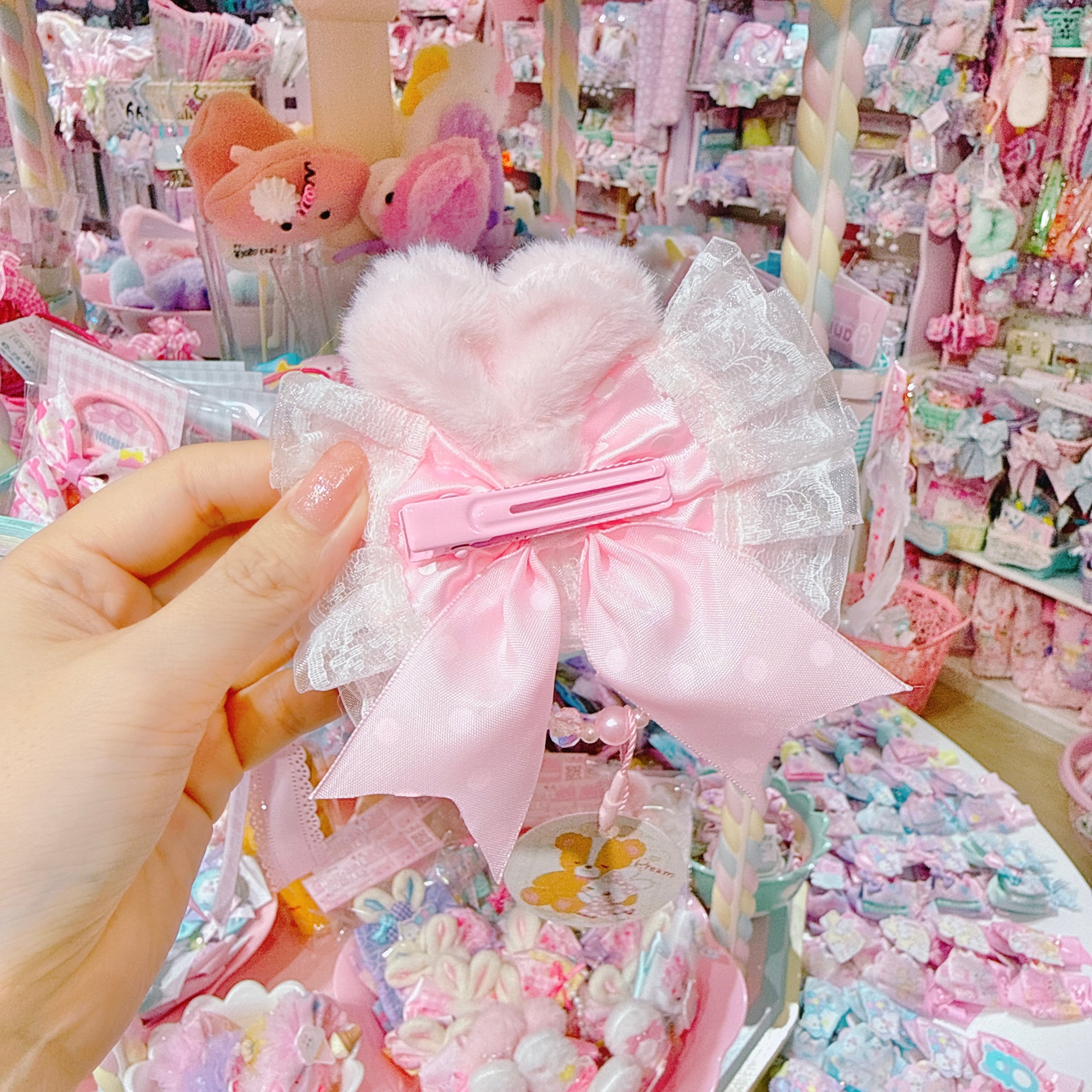 【C10】77-3ふわふわりぼんヘアクリップ