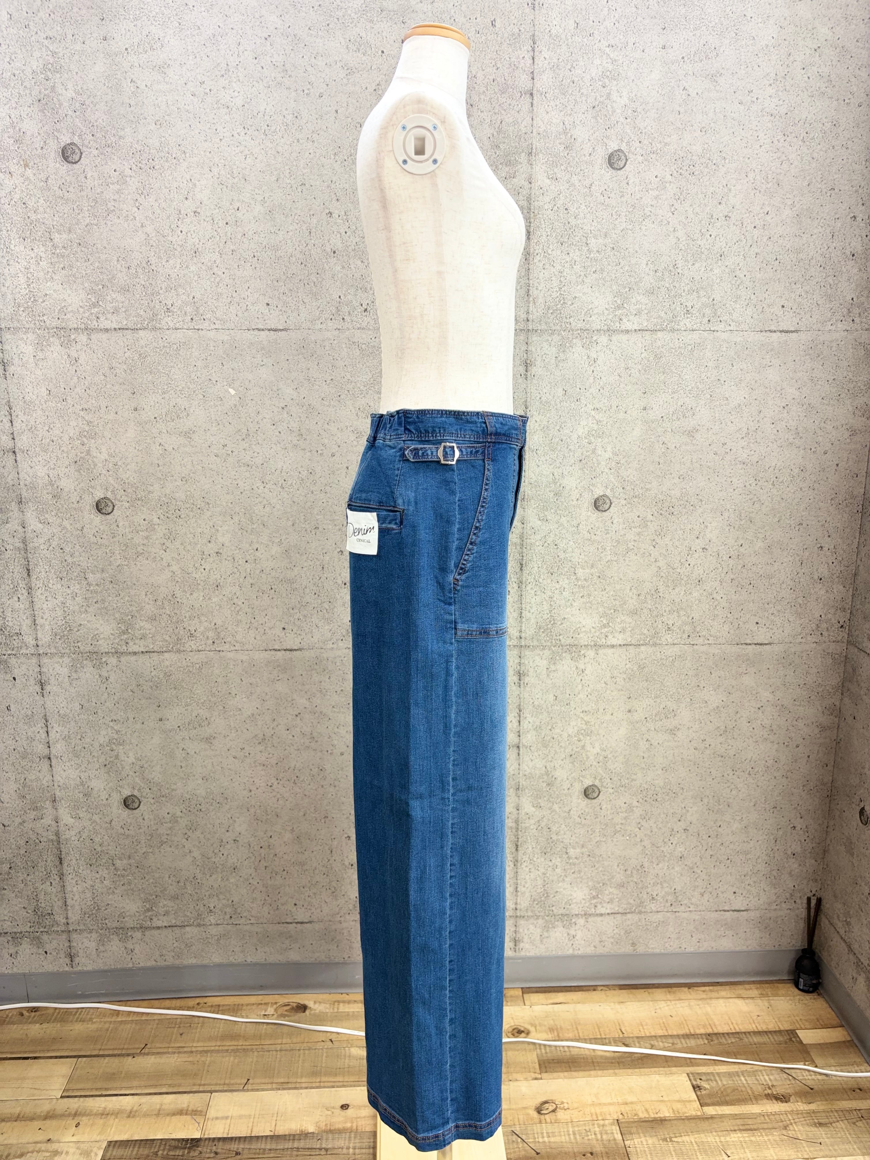 送料無料】CYNICAL(シニカル)接触冷感ベイカーデニムパンツ ブルー