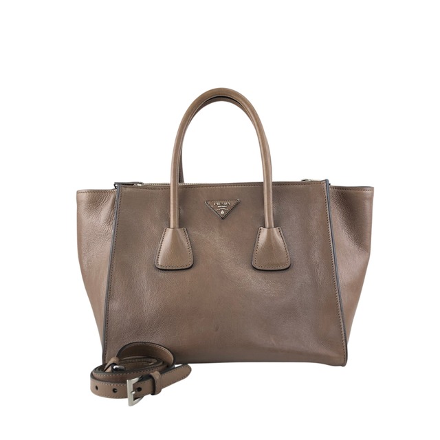 PRADA プラダ ショルダーバッグ ブラウン トライアングルロゴ レザー 2WAY vintage ヴィンテージ オールド miurph