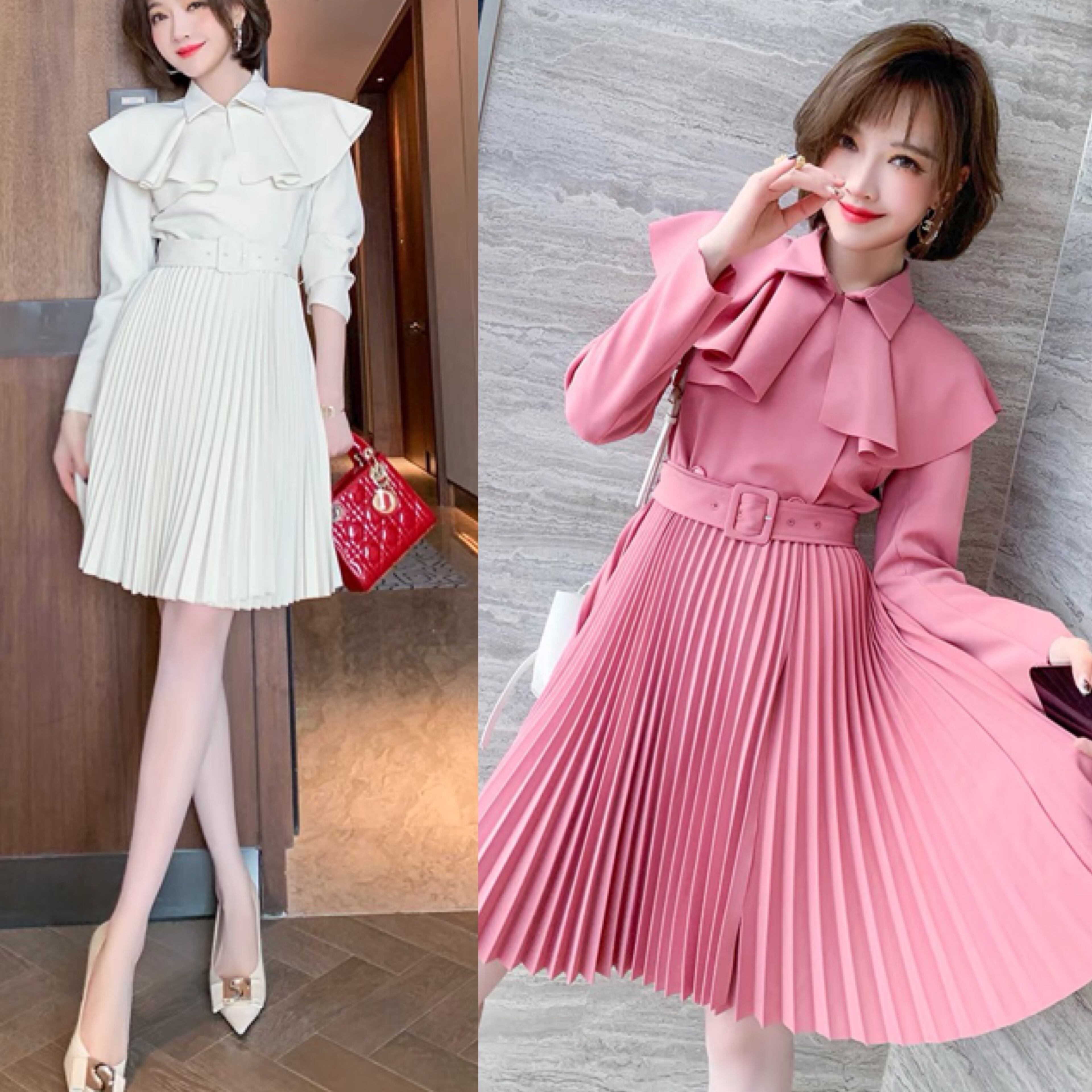2カラーワンピース ピンク XL XXL 3XL | LOVEYsmileSHOP