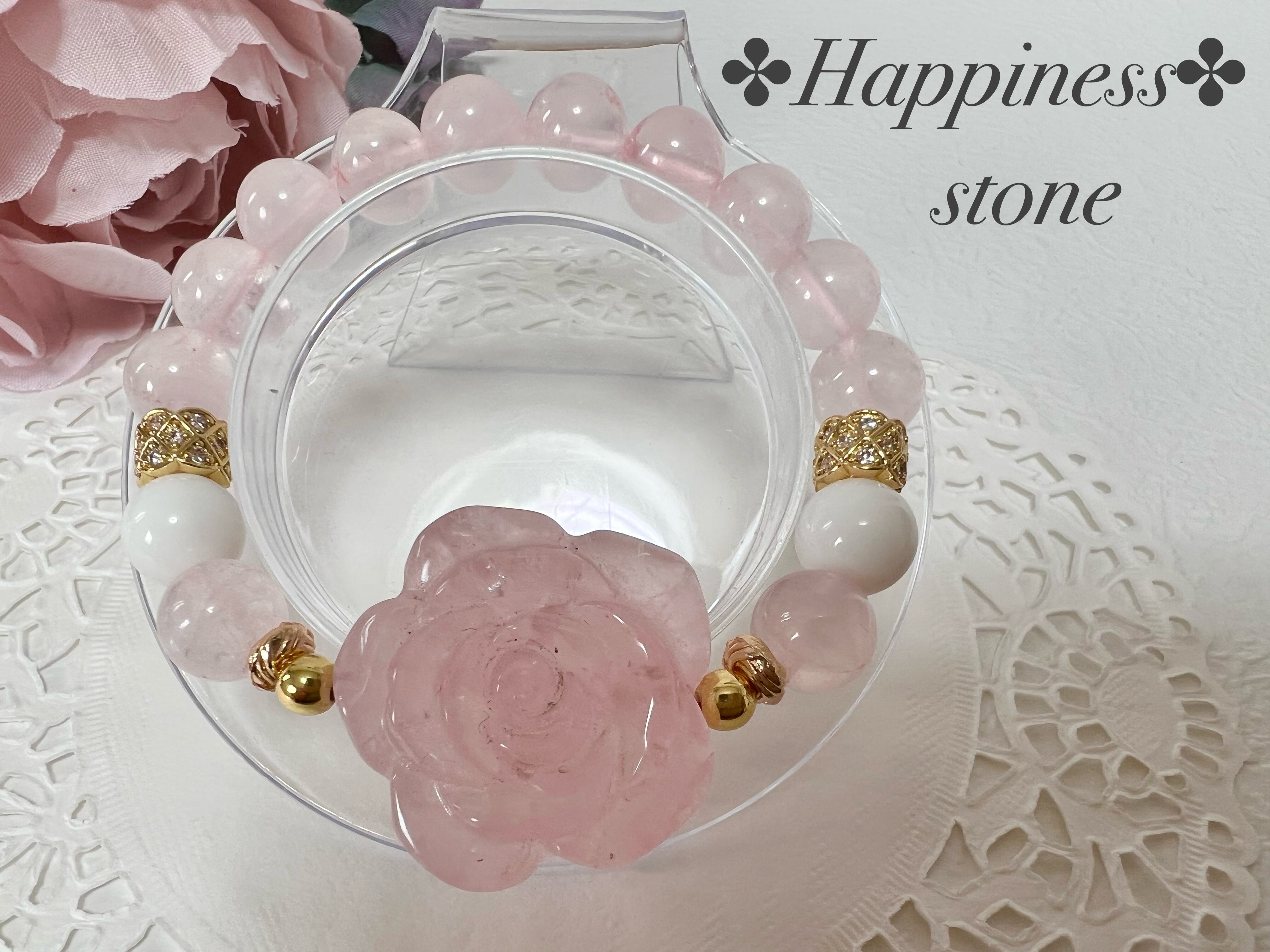 【ローズクォーツ薔薇ブレスレット✿*】♥送料無料♥天然石 パワーストーン