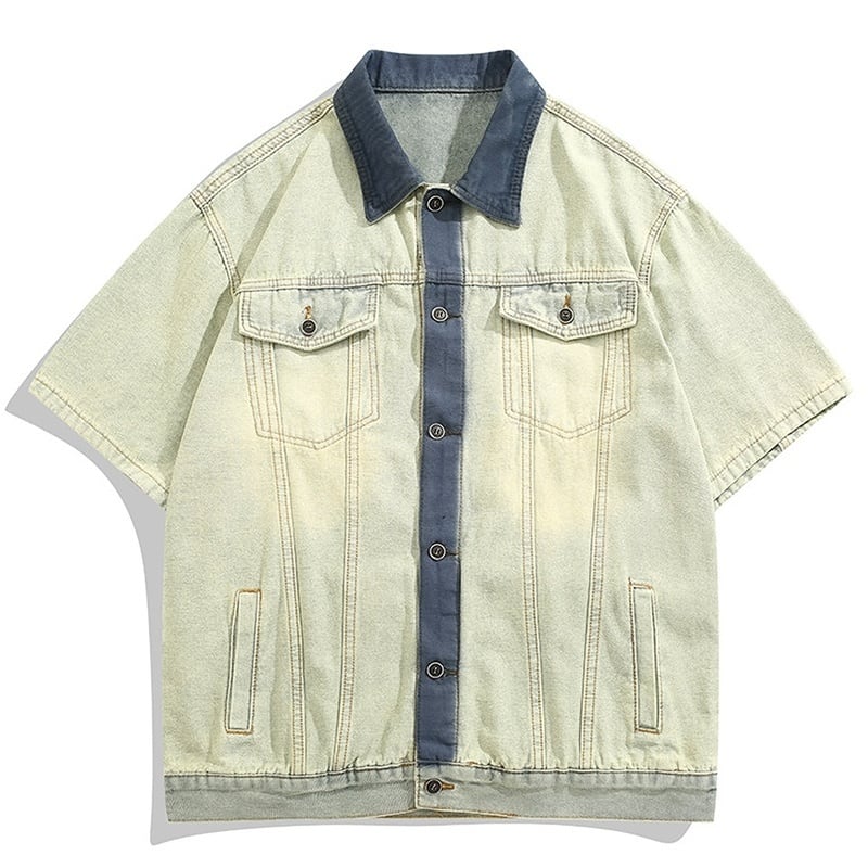 Color block denim shirt 3265