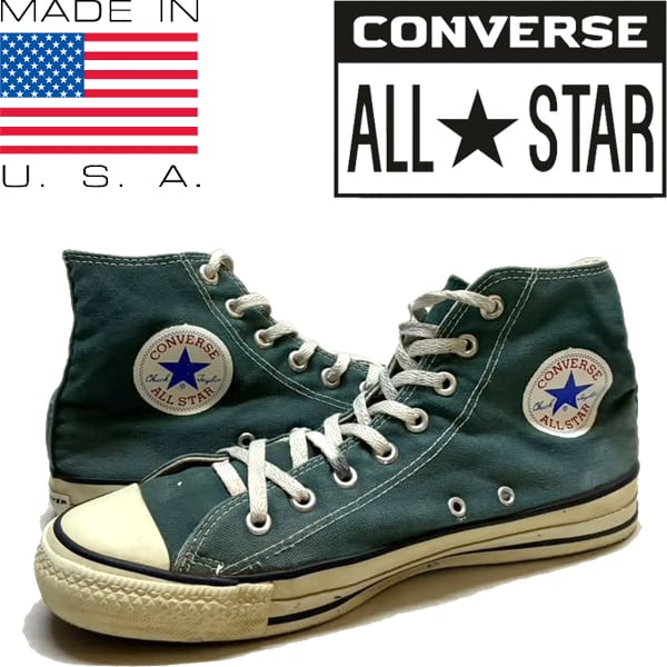 CONVERSE / コンバース | 1990s～ vintage / ヴィンテージ ALLSTAR / オールスター USA製 ローカット スニーカー | 27.5 | グリーン | メンズ 1点物◇USA製コンバース90sオールスター深緑ハイカットスニーカー古着