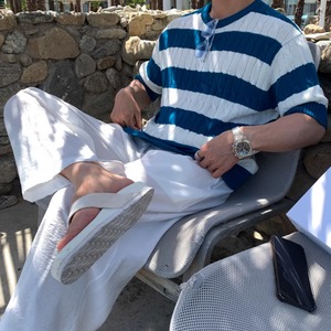 マリンボーダーニットTシャツ　0605