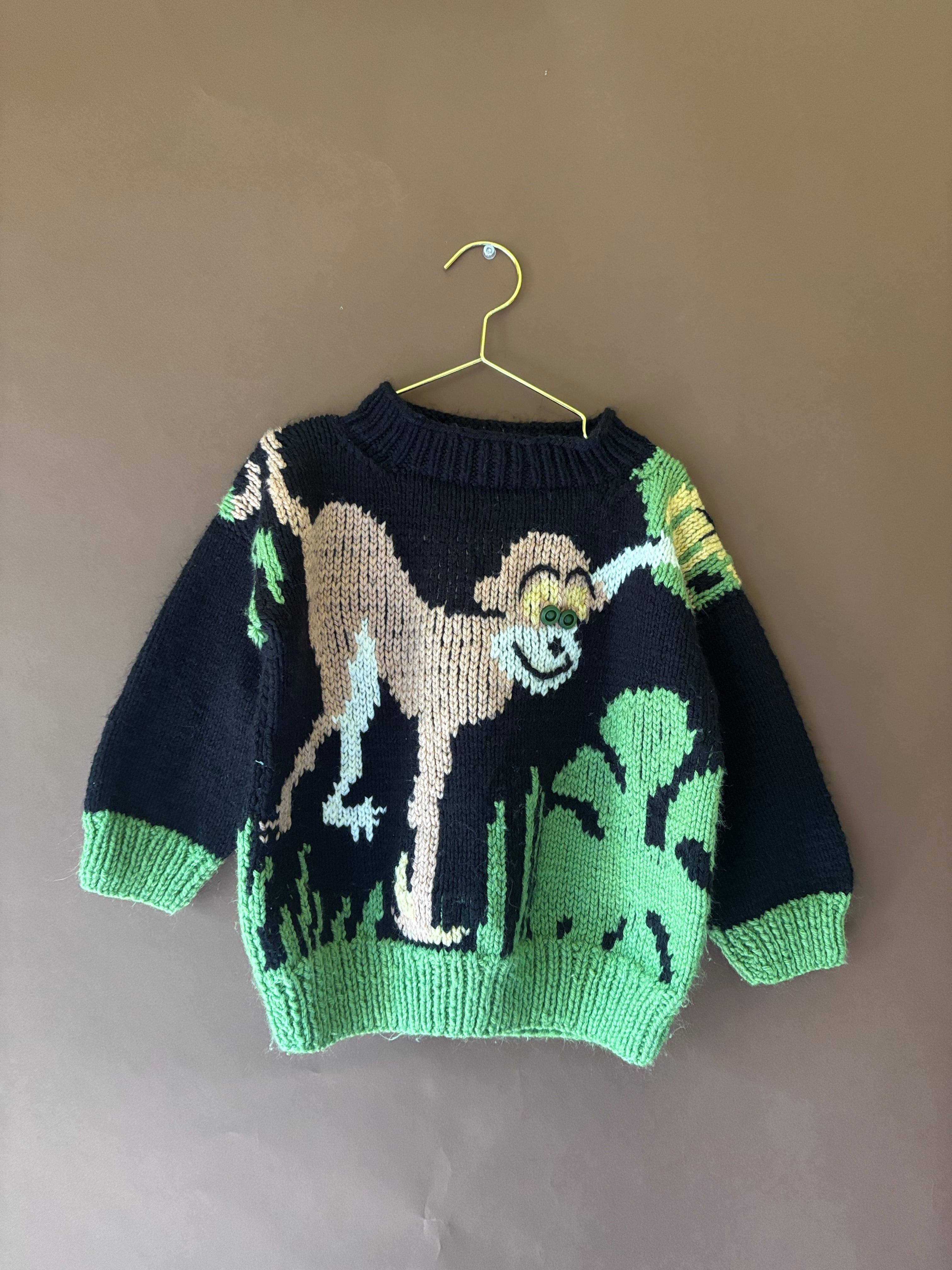 【KIDS vintage】monkey sweater. about 4-5y