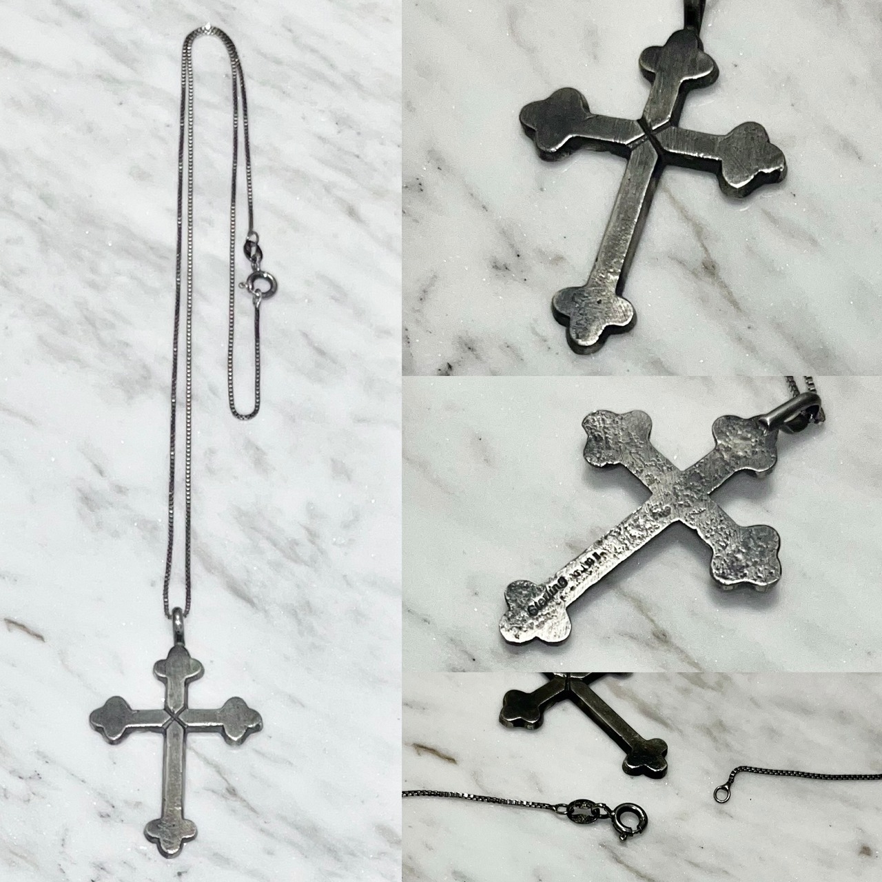 navajo silver cross pendant necklace (7.1g)