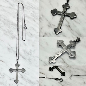 navajo silver cross pendant necklace (7.1g)