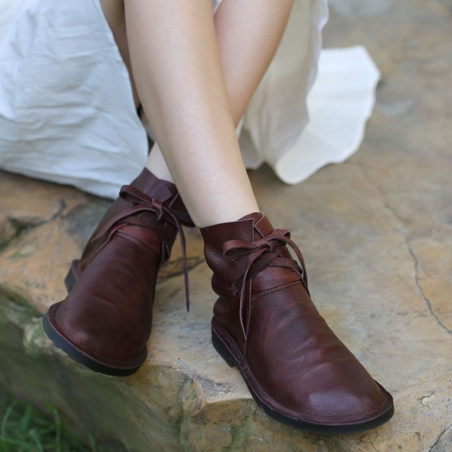 オータムウィンターアンクルブーツレディーススタンダードレザーシングル レトロ レース 靴 シューズ 秋物 冬物 レースアップ Yiranxuaディースワード57322911258