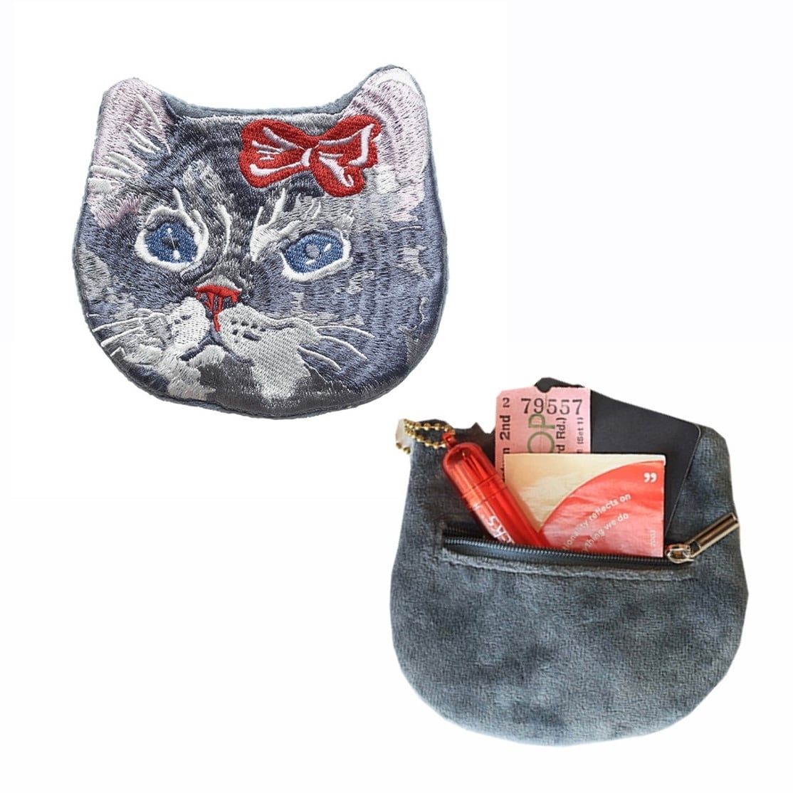 (20)ナタリーレテ  ポシェット　猫　大人も子供も！ NathalieLete(ナタリーレテ)Embroidered cat face pouch ねこ ポーチ
