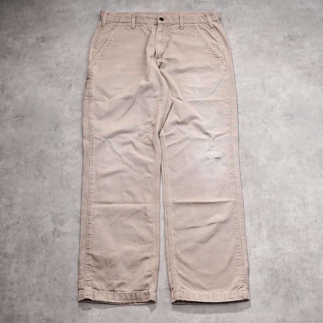 カーハート W34 ダックパンツ ペインターパンツ 古着 ベージュ 22009
