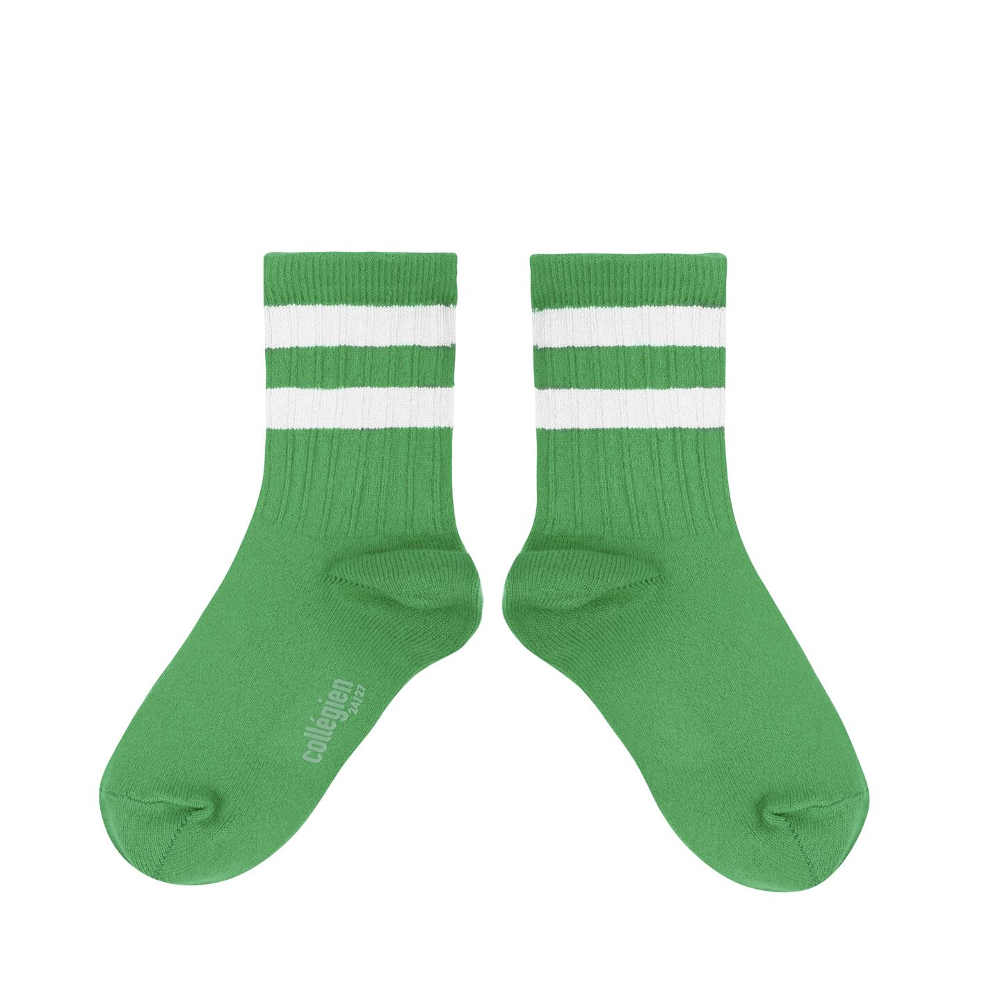 【collegien】Nico - Ribbed Varsity Crew Socks - Vert Jackpot
