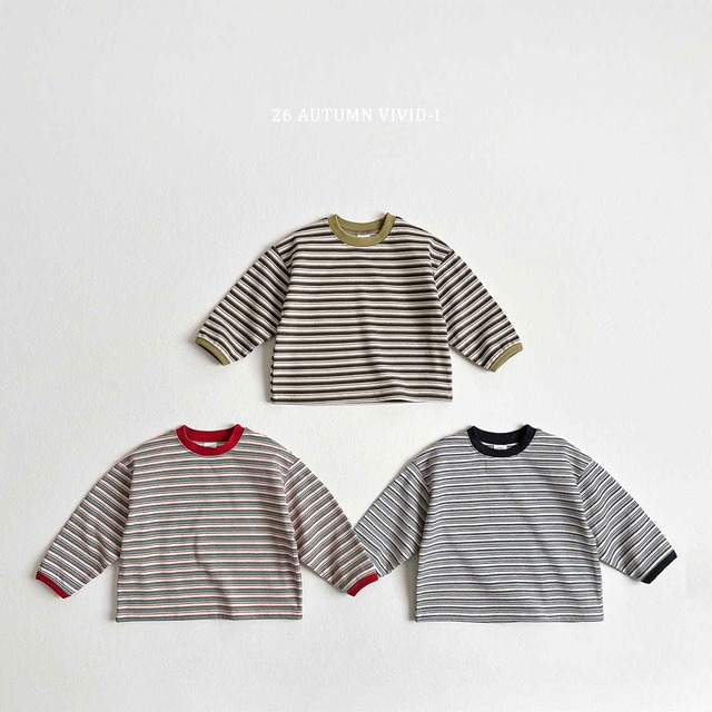 【取寄】vivid-i｜color block multi stripe tee｜配色マルチボーダーT｜XS-JM｜kids&jr｜26 autumn