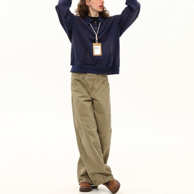 simple navy sweat polo shirt　シンプルネイビースウェットポロシャツ　J1257