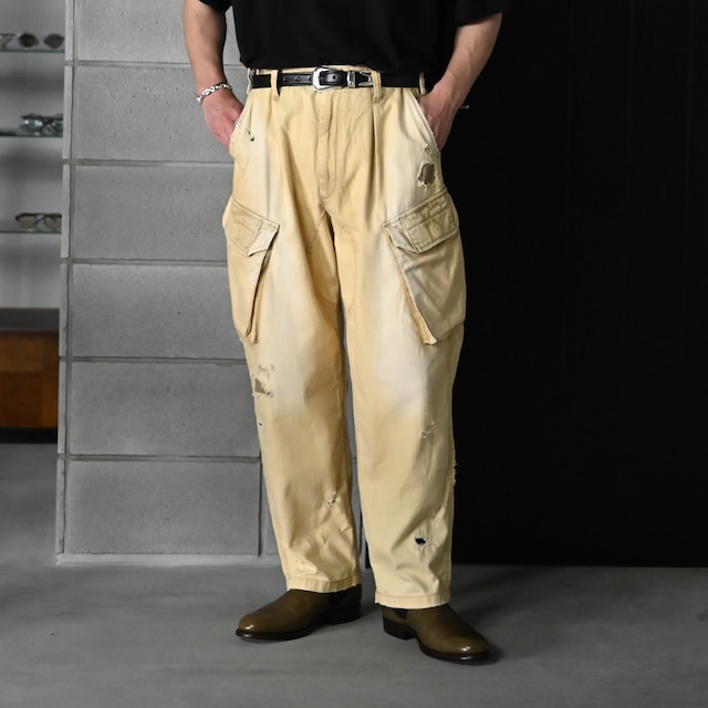ANACHRONORM / REMAKED HERRINGBONE COMBAT CARGO TROUSERS ANACHRONORM / REMAKED HERRINGBONE COMBAT CARGO TROUSERS