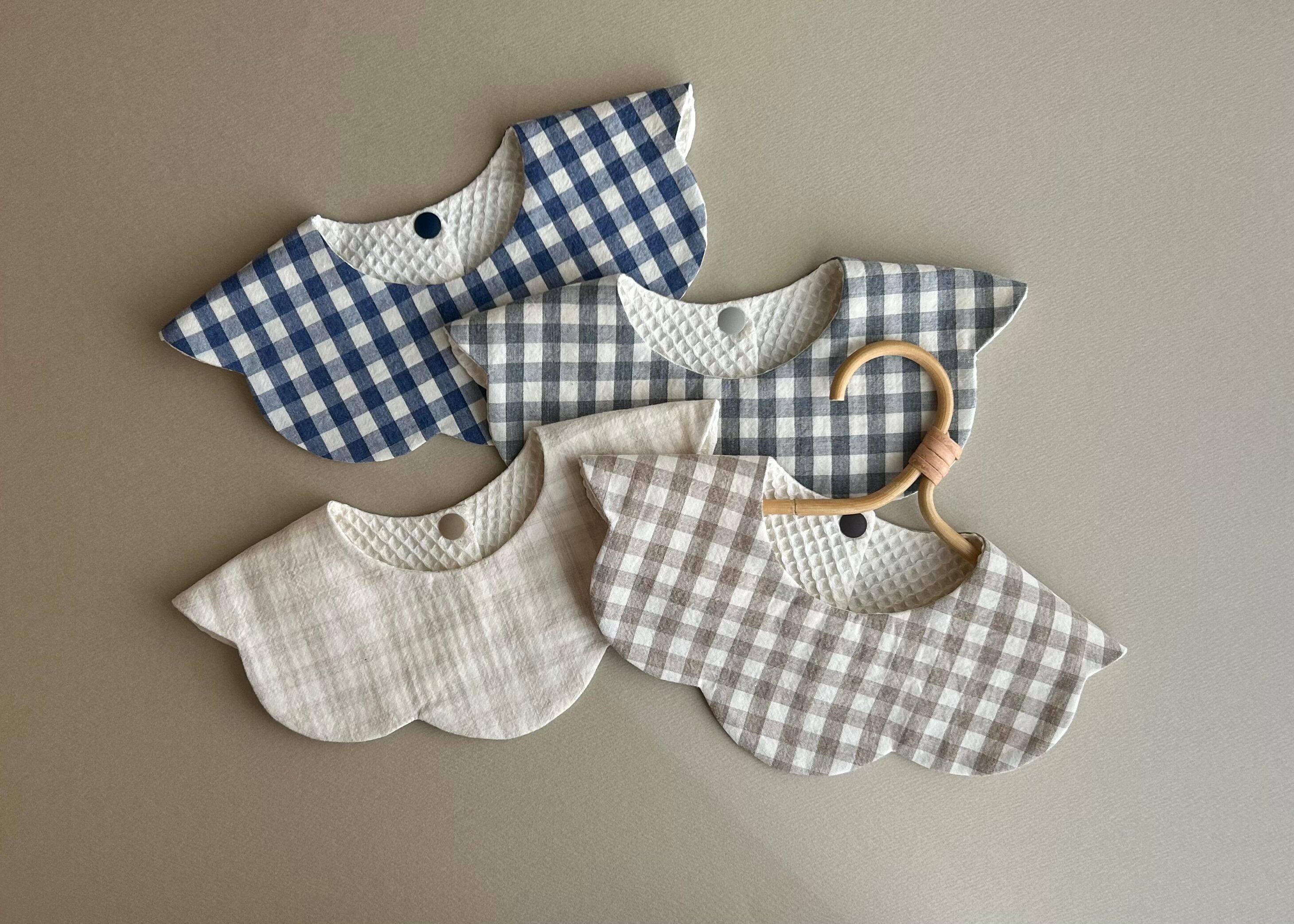 baby bib “flower” 〈Gingham check〉