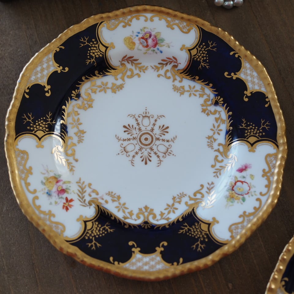 【中古】コールポート　バットウィングコバルト　トリオ　カップ＆ソーサー&プレート 英国コールポート 希少 バットウィング・コバルト トリオB カップ