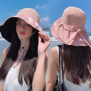 つば広 バケット ハット レディース 夏 帽子 おしゃれ 大人 きれいめ かわいい バックリボン カジュアル UV対策 日差し避け 大人可愛い 大人女子