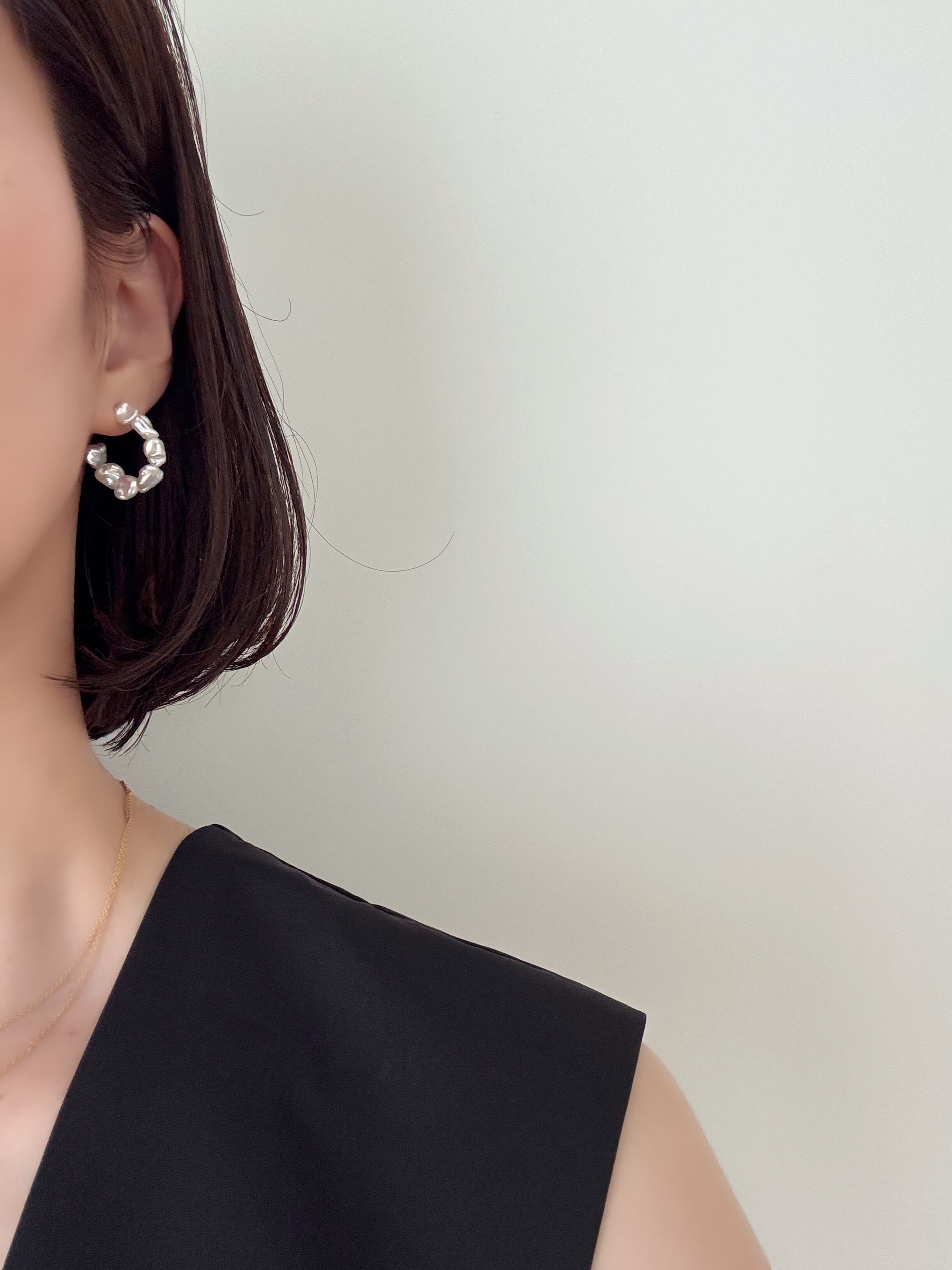 ケシパールフープピアス / Keshi Pearl Hoop Earrings | THREE SEVEN FIVE