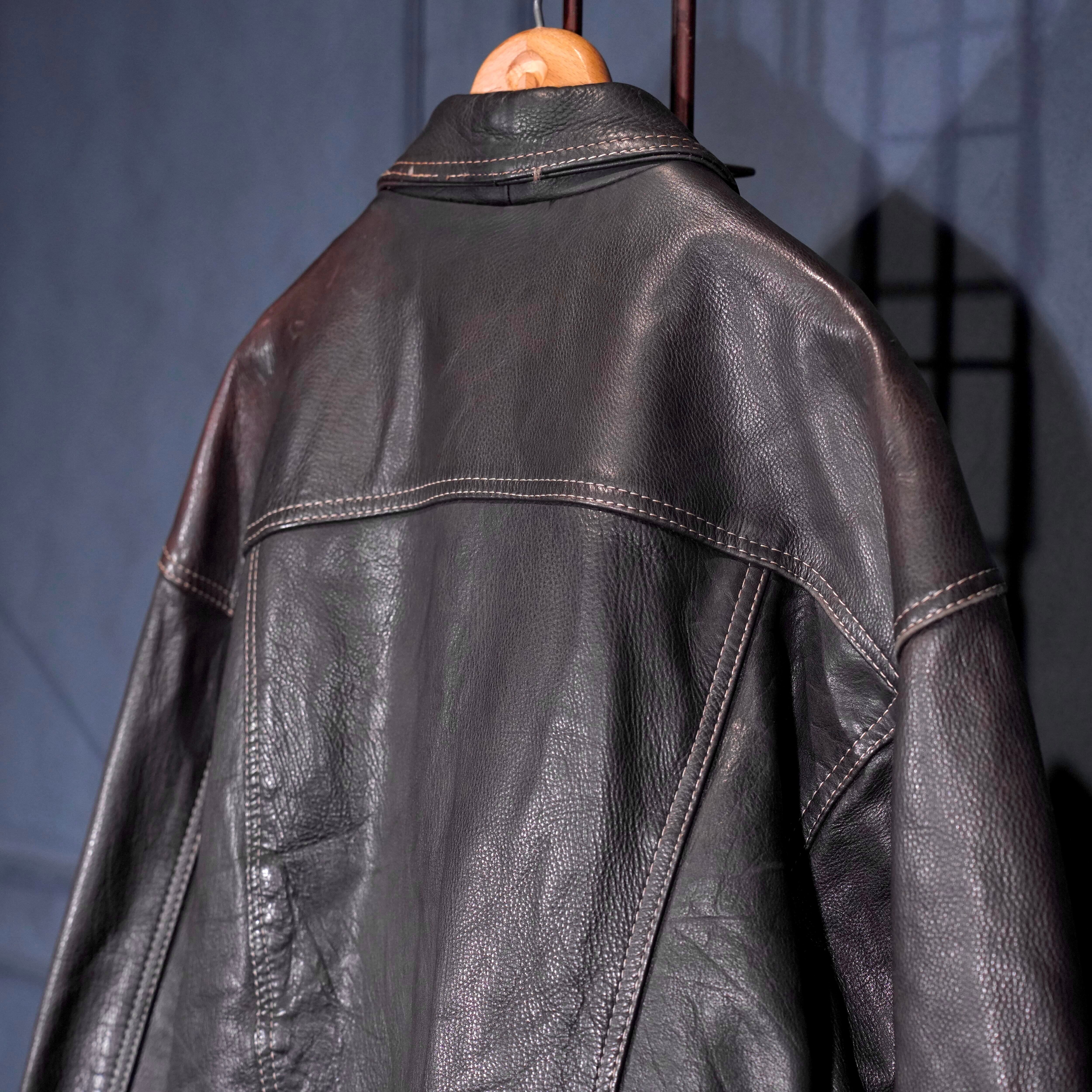 USA VINTAGE FADED DESIGN LEATHER TRACKER JACKET/アメリカ古着