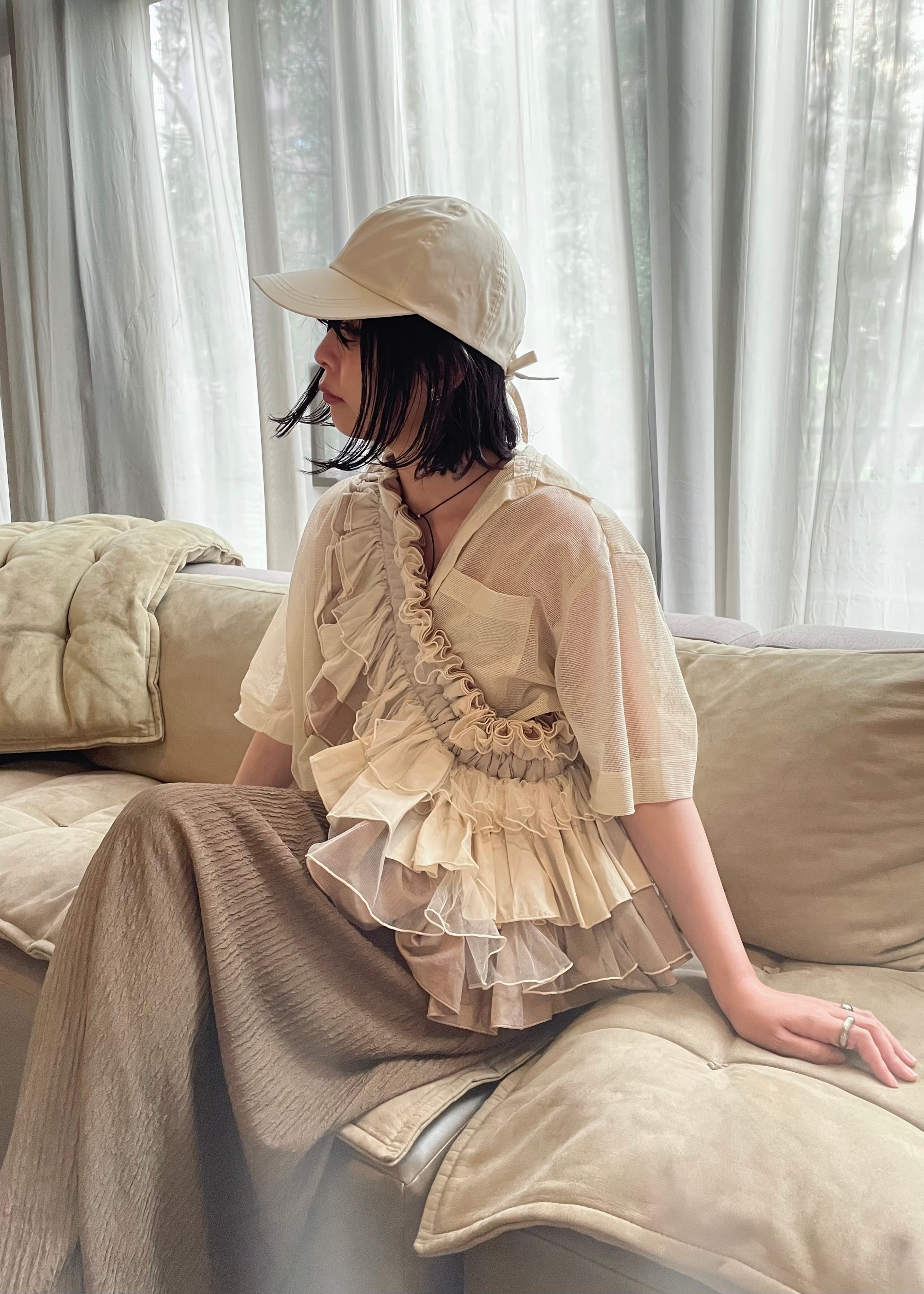 DORA MORA ドーラ・モーラ ORIENT MILLINERY DŌRA MÖRA | Versatile Ruffled Bag - LATTE BEIGE | ORIENT MILLINERY