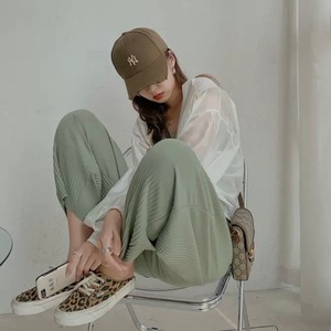 クロップドカラーリブパンツ　A0657