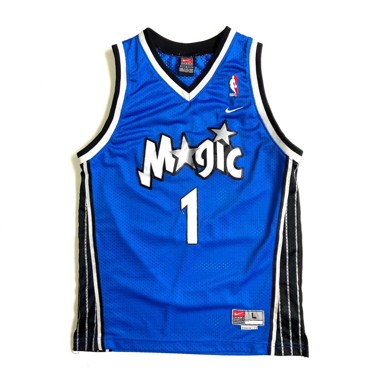 NIKE TEAM ナイキ チーム オーランド・マジック トレイシー・マグレディ ゲームシャツ キッズL レディース LENGTH +2 古着  OrlandoMagic NBA バスケ スウォッシュロゴ ユニフォーム タンクトップ ブルー ホワイト 【ゲームシャツ】【SA21075】 |  cave