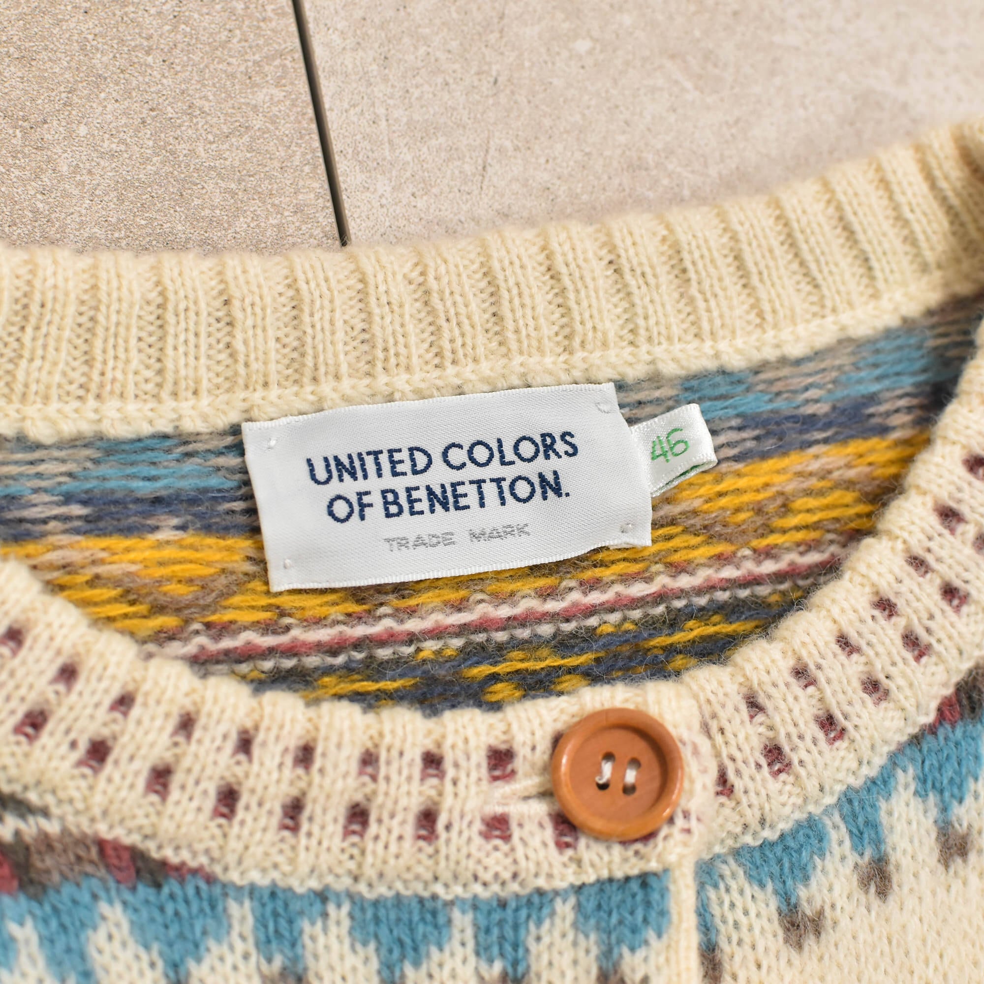 90s U.C.O.BENETTON wool knit cardigan | 古着屋 grin days 90s U.C.O.BENETTON wool knit cardigan | 古着屋 grin days