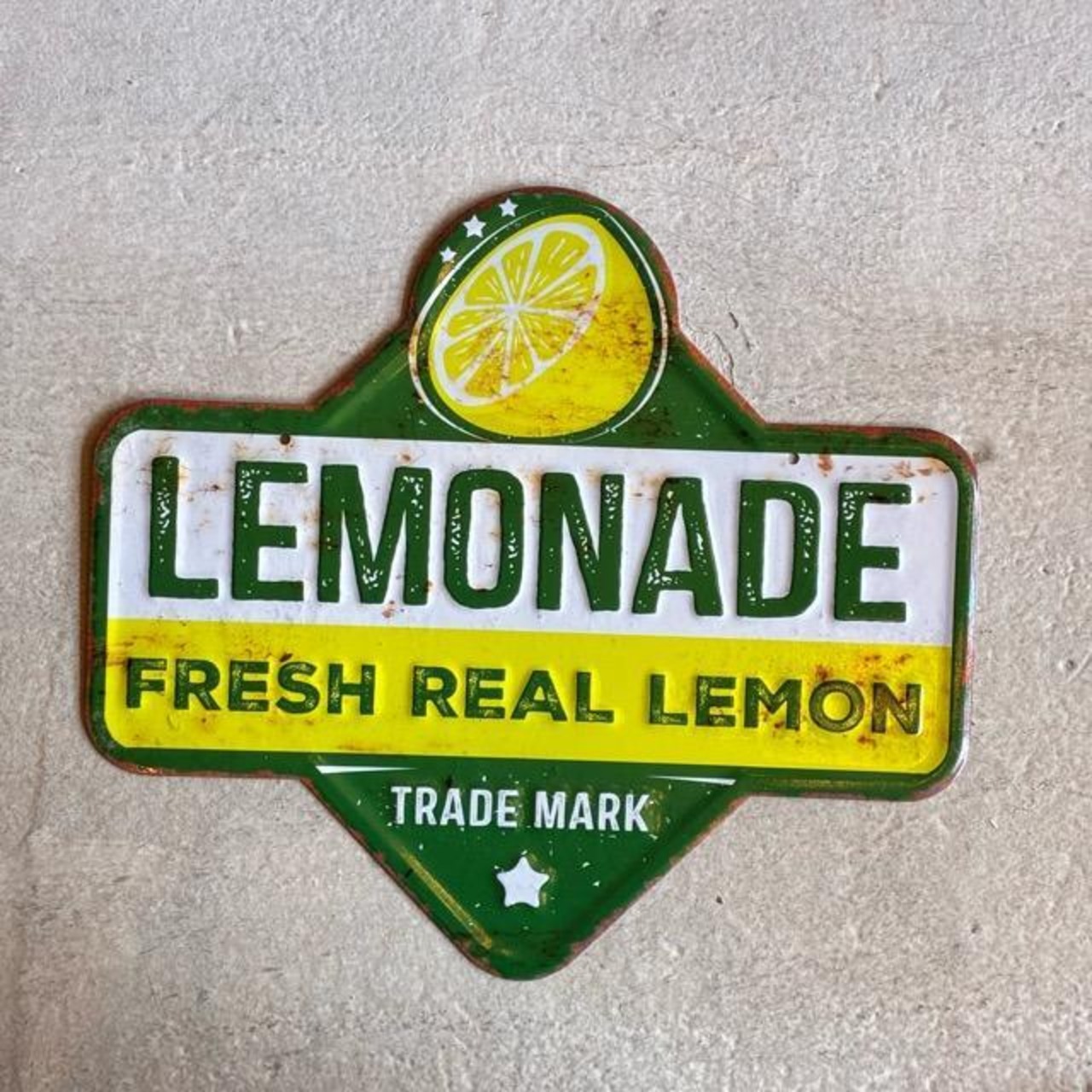 Antique metal embossed plate LEMONADE　アンティークメタルエンボスプレート　レモネード　ポスター　看板　サインプレート