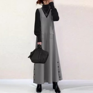 patchwork knitted pocket dress(SN012)