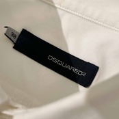 00s DSQUARED2 ディースクエアード 裾ギャザー ハーフボタン 長袖シャツ 38/ホワイト レディース オールド