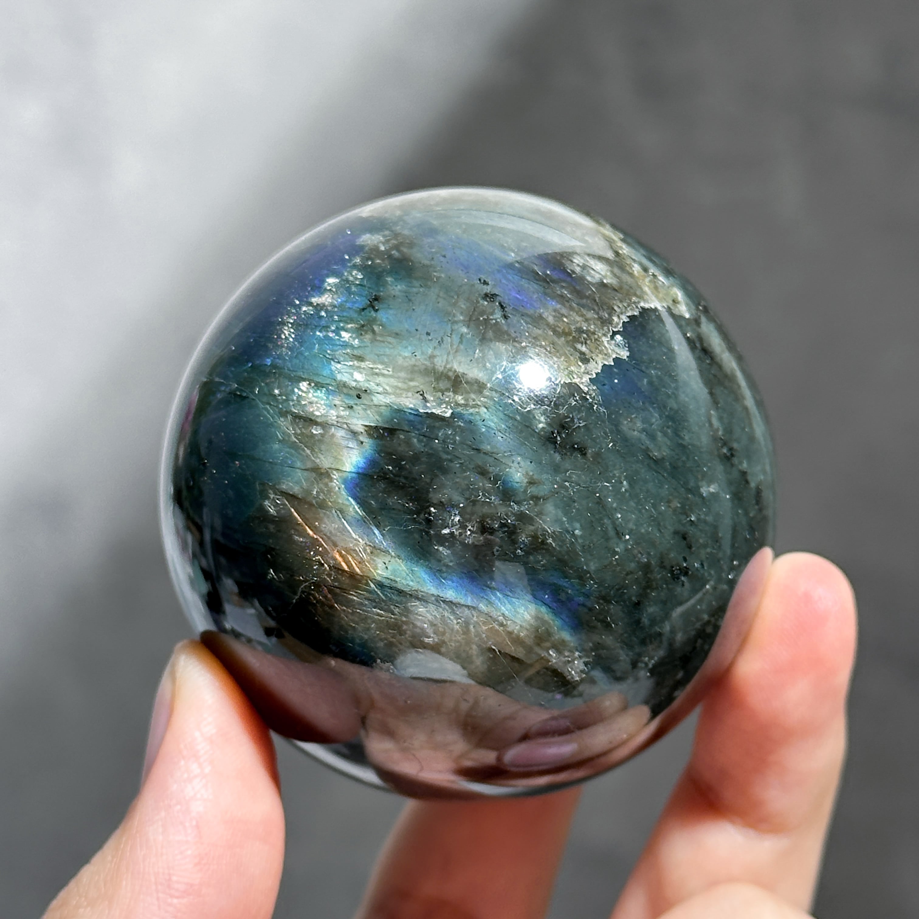 天然石 スフィア ラブラドライト サンストーン共生 ラブラドライト スフィア 63◇ Labradorite ◇天然石・鉱物