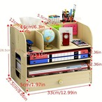 デスク収納 木製 A4収納可 小物収納 書類収納 幅40cm ペンホルダー 引き出付 多機能収納棚 北欧