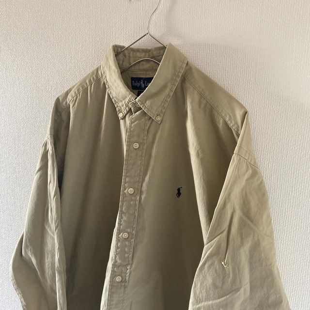 80sCHEMISELACOSTEシュミーズラコステ長袖ストライプシャツグリーン 