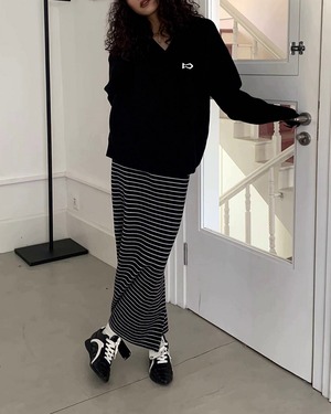 リブストライプタイトスカート A0552