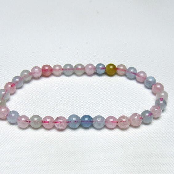 ミックスカラーベリル ブレスレット 5mm 一点物 メール便可 [M便 1/10] 111-48809