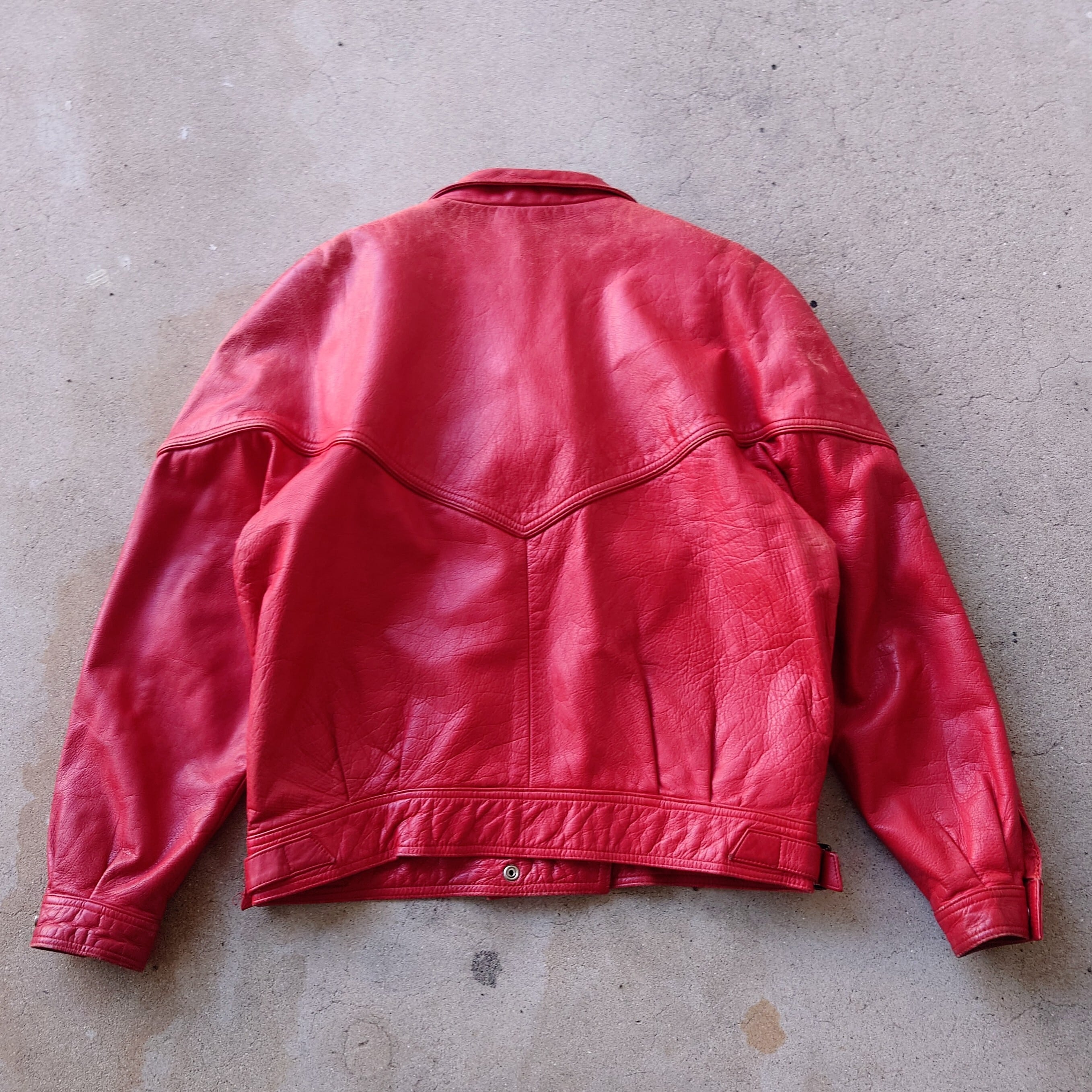REE- LEATHER DOUBLE RIDERS JKT RED | eeff.