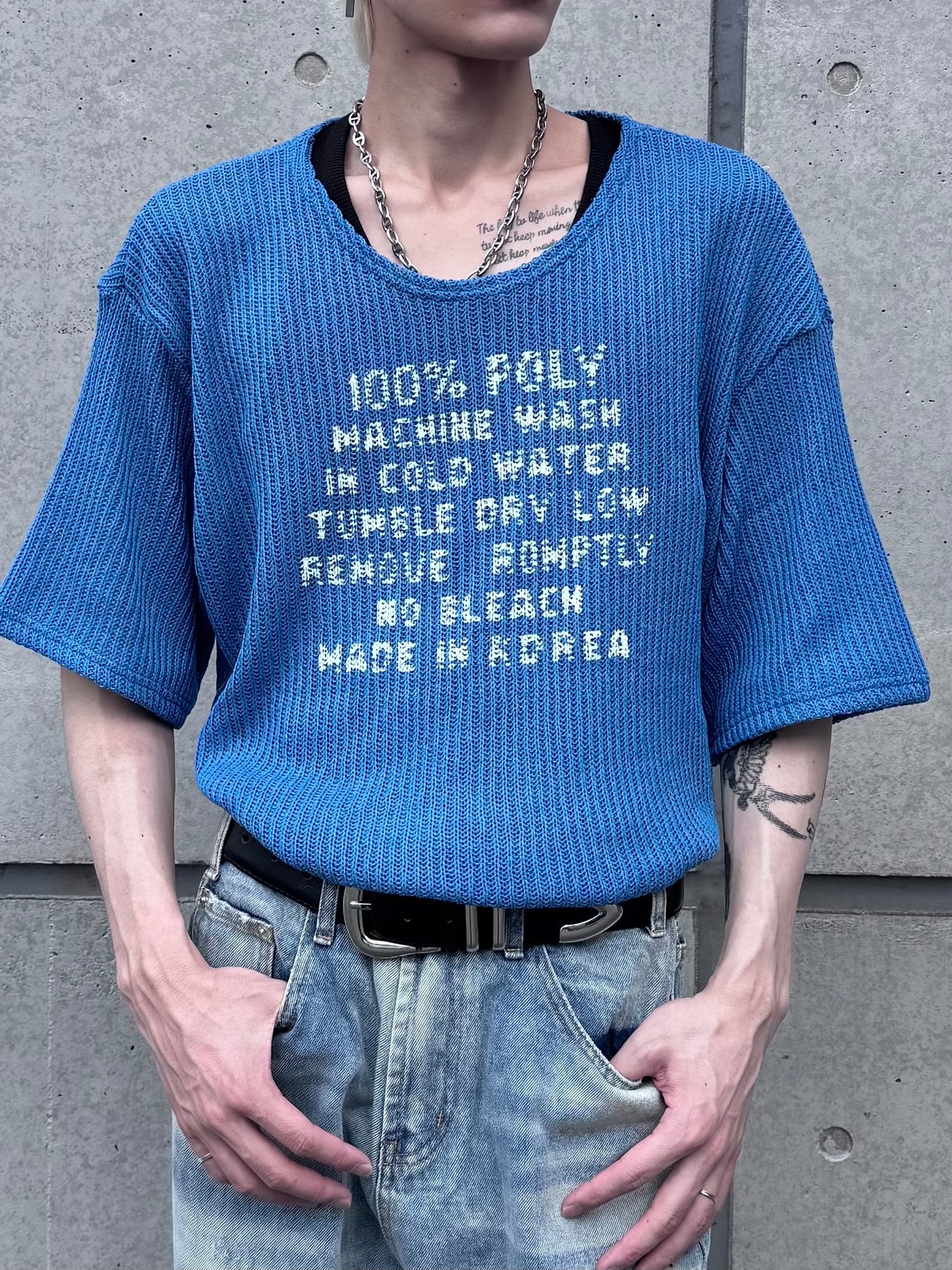 ALUDE SELECT】logo print sheer knit(3color) | 【ALUDE】韓国メンズ 