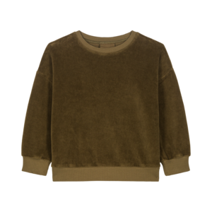 【LAST/18m,24mのみ】CLASSIC SWEAT-SHIRT　TERRY VELVET  KAHKI（12-24m）【STUDIO BOHEME】SWEATSHIRT BART VELOURS	KAKI