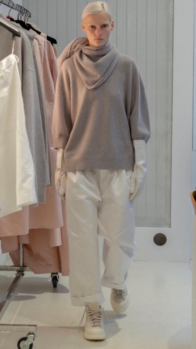 【美品✨22年モデル】ソフィードール スウェット 杢グレー Mサイズ コットン SOFIE D'HOORE -MOUSE- seamless crew neck 3/4 sleeves-knit