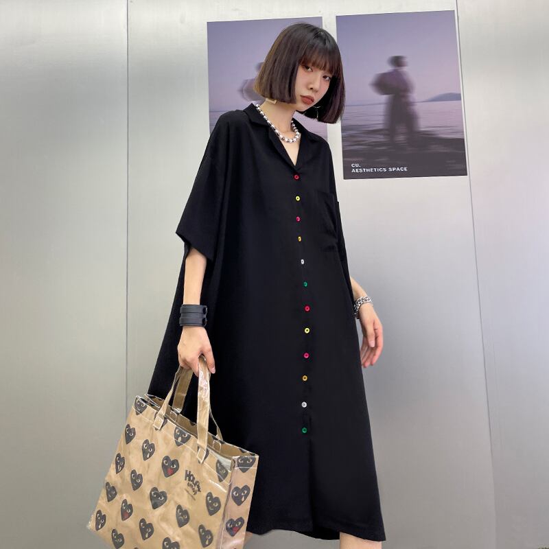 ブラックドレス サマーカラーボタンシャツ スカート 夏物 ラブタオタオダレンハウス8929155026