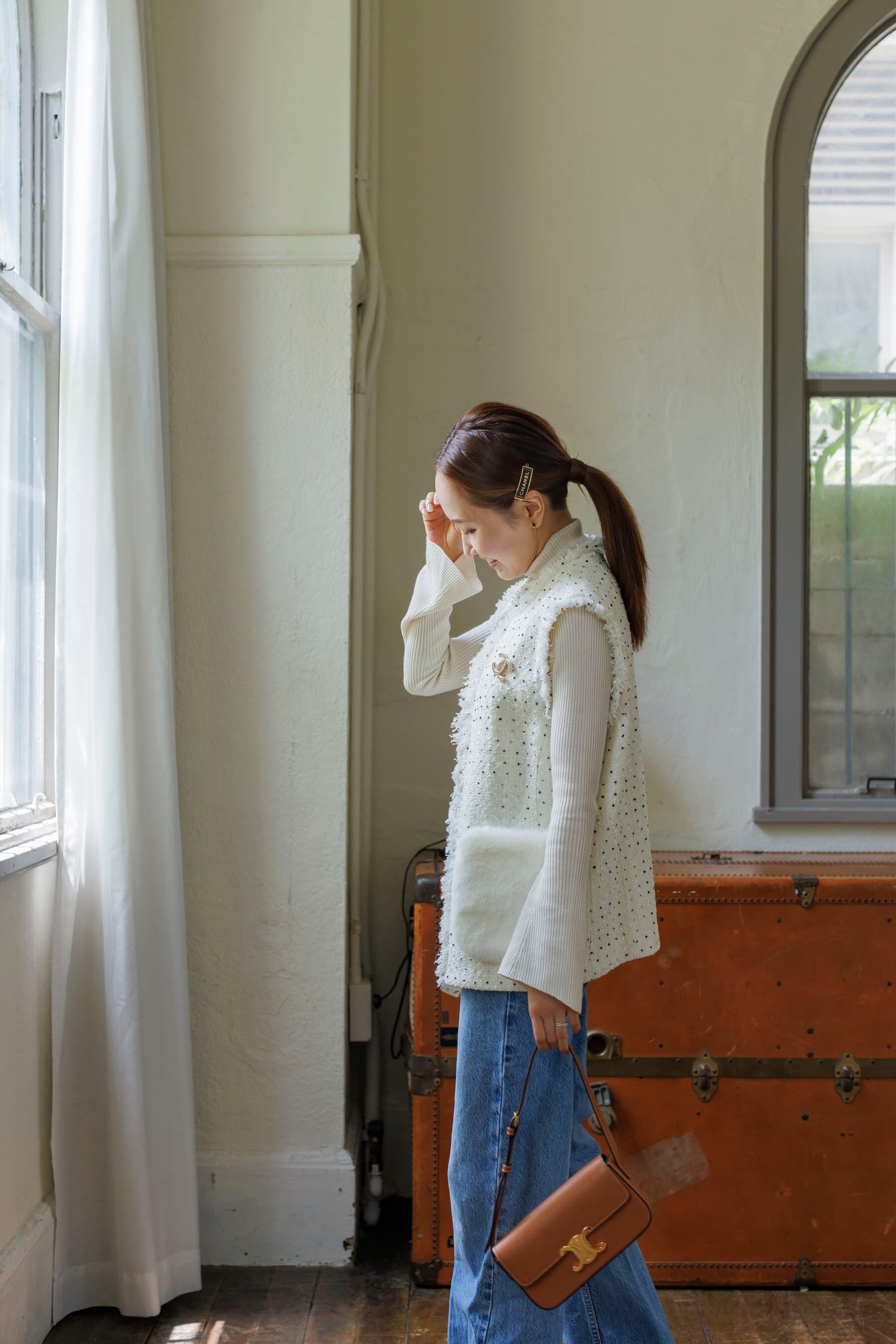 再販】11/10(fri)21:00- Dot tweed fur gilet | Bluelea
