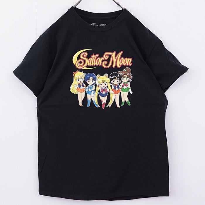 セーラームーン プリントTシャツ アニメT マンガ うさぎ 黒 M セーラームーン プリントTシャツ アニメT マンガ うさぎ 黒 M