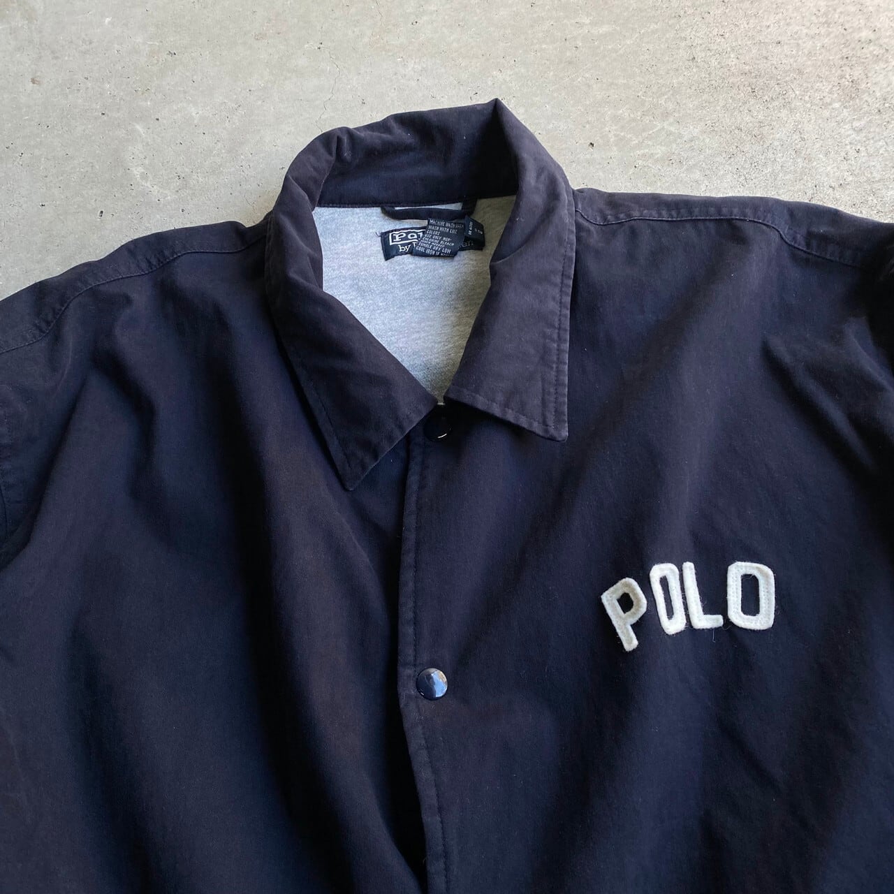 ビッグサイズ 90年代 Polo by Ralph Lauren ポロバイラルフローレン ワンポイントロゴ コットンコーチジャケット メンズXL 古着  90s ヴィンテージ ビンテージ ネイビー 紺色 ワッペン スウェットライナー 大きいサイズ【コットンジャケット】【new22】 | cave ...