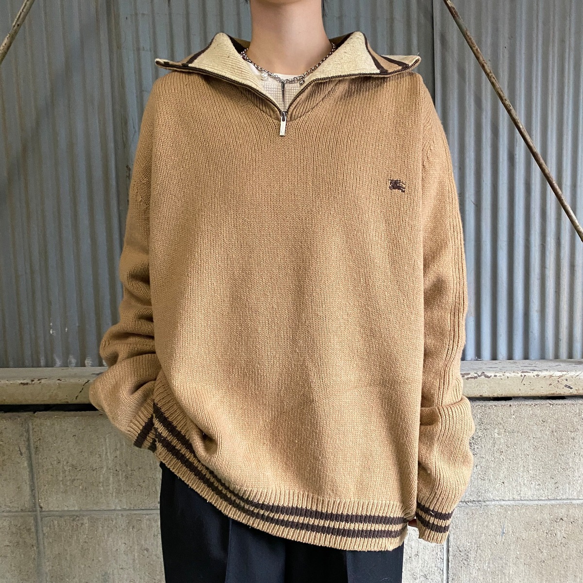 BURBERRY LONDON バーバリー ロンドン ハーフジップ ウールニット 
