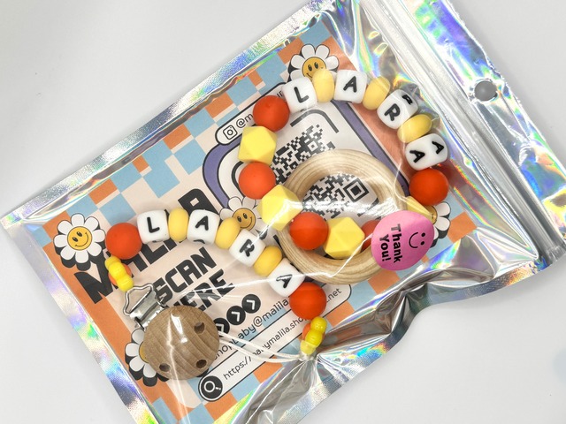 名前入り　ベビークリップ＆歯固めセット