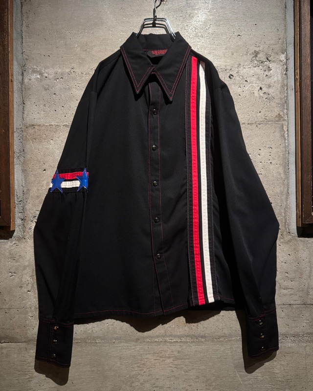 【Caka】90's “SERIOUS” Star × Line Design Vintage L/S Shirt Jacket