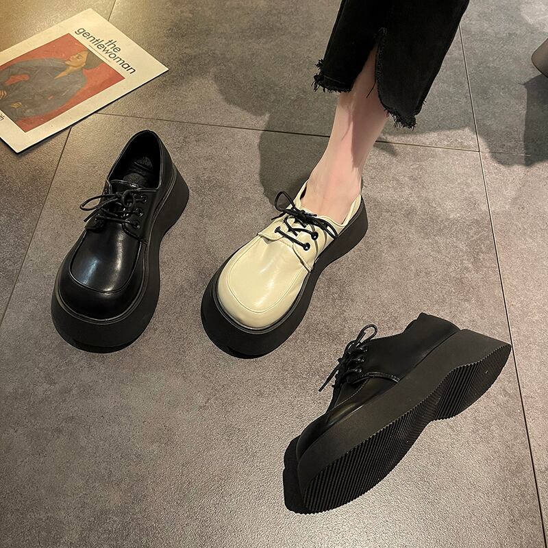 レザースプリングオータムスタイルスタンダード 靴 シューズ レトロ レース 春物 秋物 レースアップ 部族の婦人靴77665834423