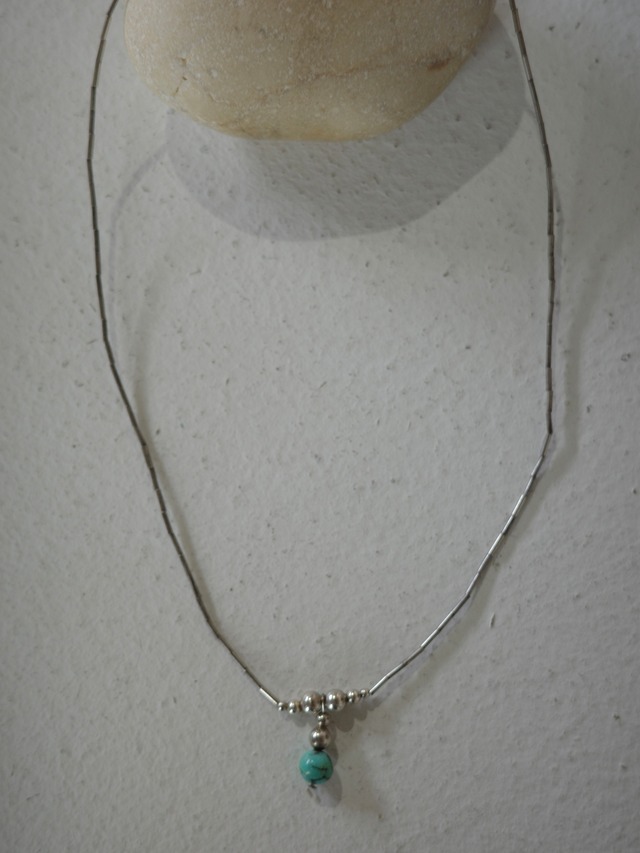 <vintage> liquid chain turquoise motif necklace